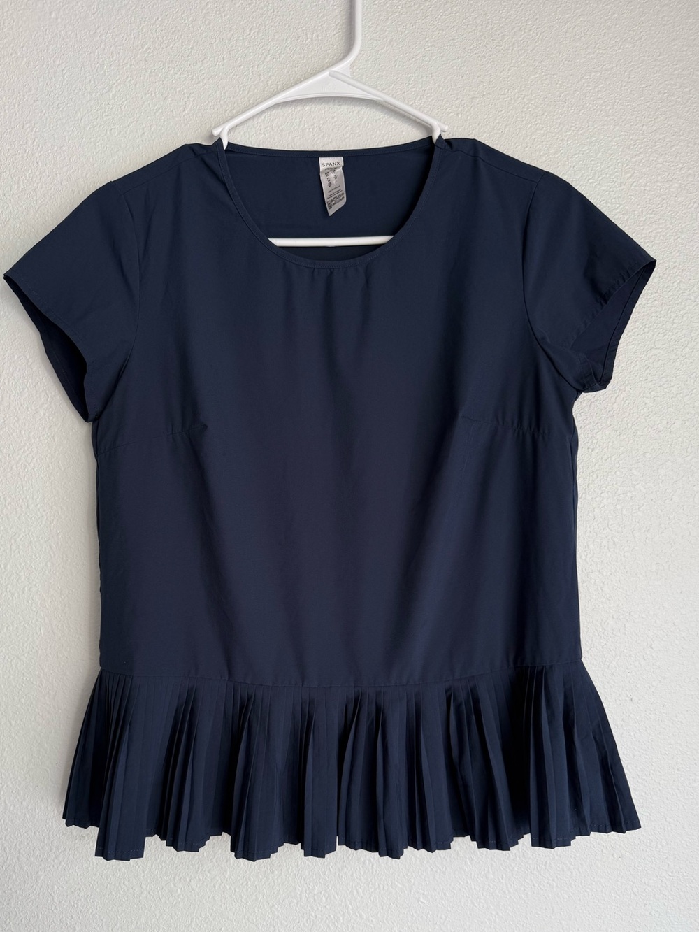 Spanx Yes, Pleats! Navy Blue Top